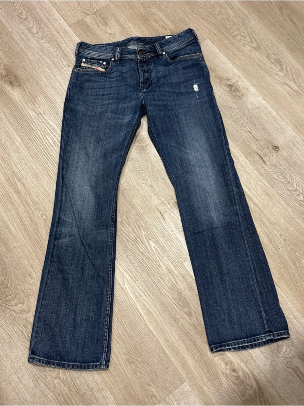 Diesel Zatiny Jeans Mens 31x32 Blue Wash Bootcut Button Fly 008RQ selvedge jeans